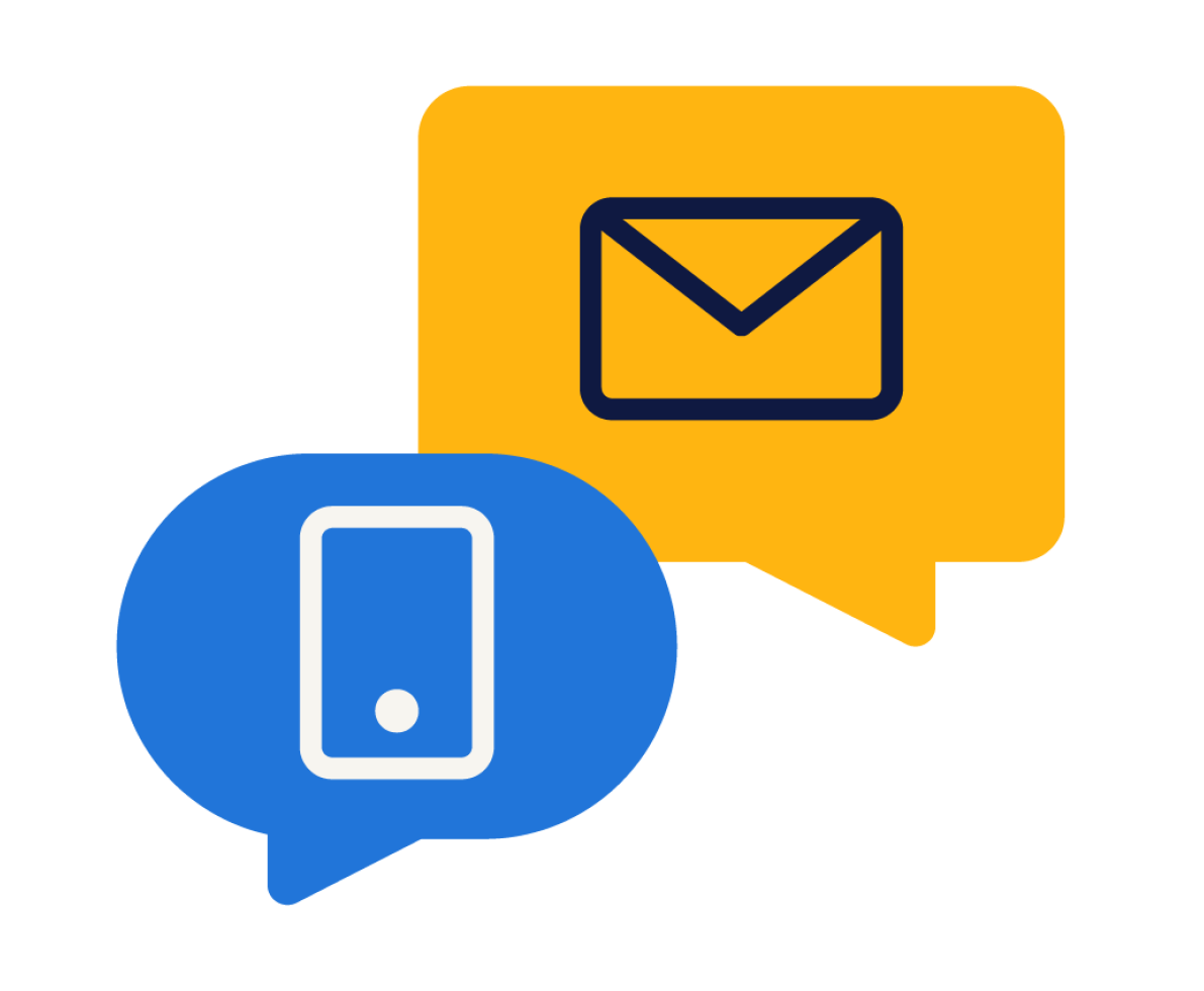 illustration of speech bubbles phone and email